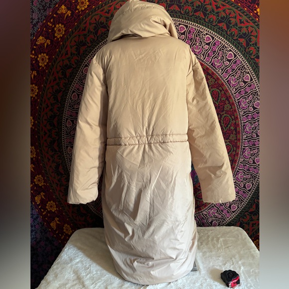 Old Navy Khaki Long Puffer Jacket Full Zip Women’s Size Small - Picture 10 of 14